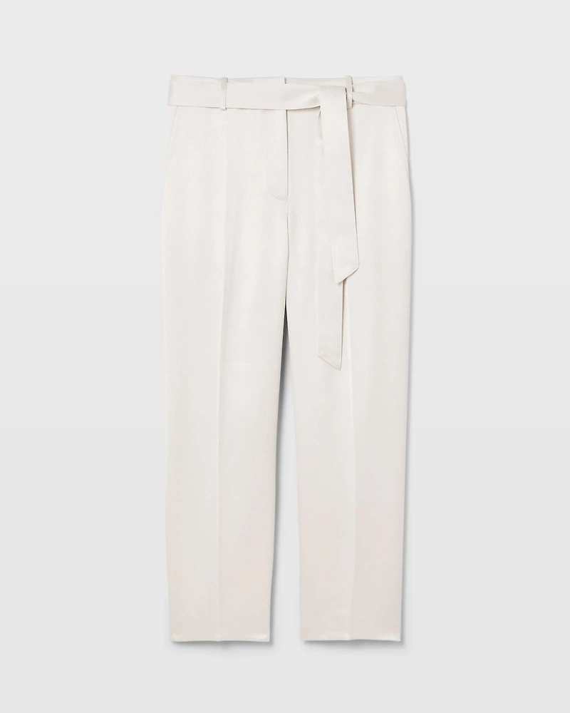 Belted Slim Satin Trouser