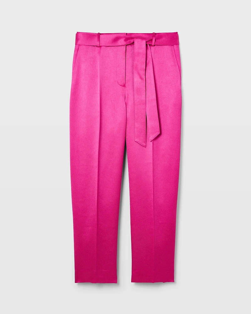 Belted Slim Satin Trouser