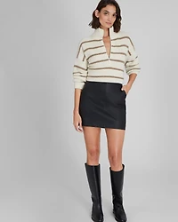 Striped Relaxed Cashmere Quarter-Zip Sweater
