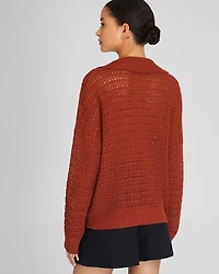 Mixed Stitch Oversized Johnny Collar Sweater