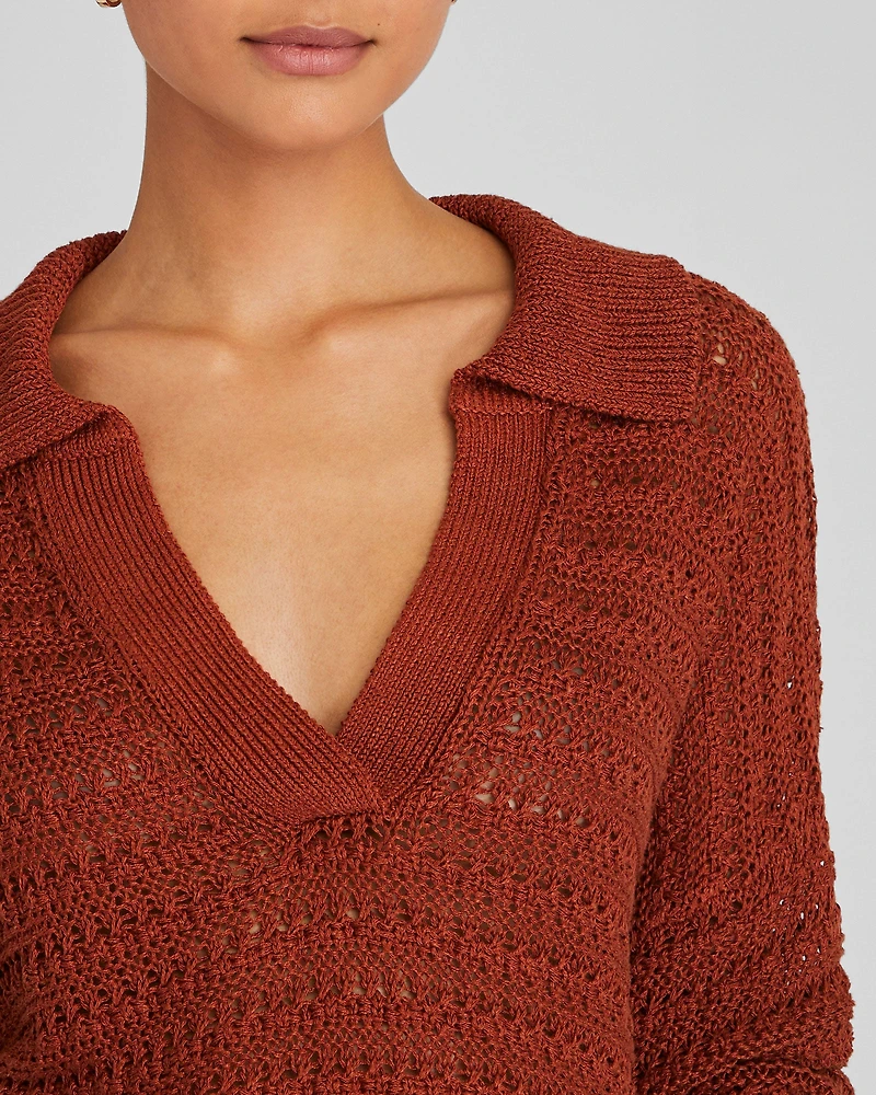 Mixed Stitch Oversized Johnny Collar Sweater
