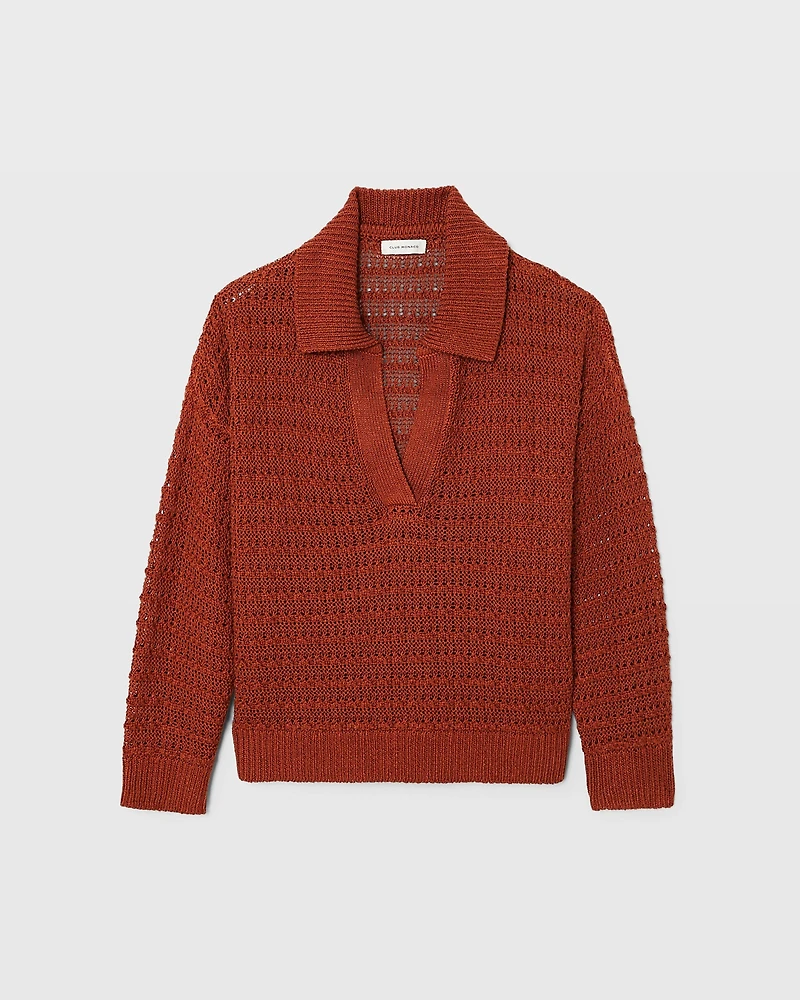 Mixed Stitch Oversized Johnny Collar Sweater