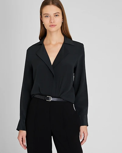 Silk Open-Neck Blouse