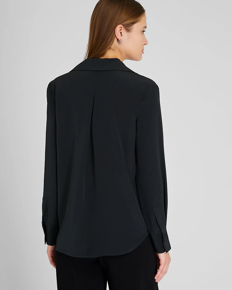 Silk Open-Neck Blouse