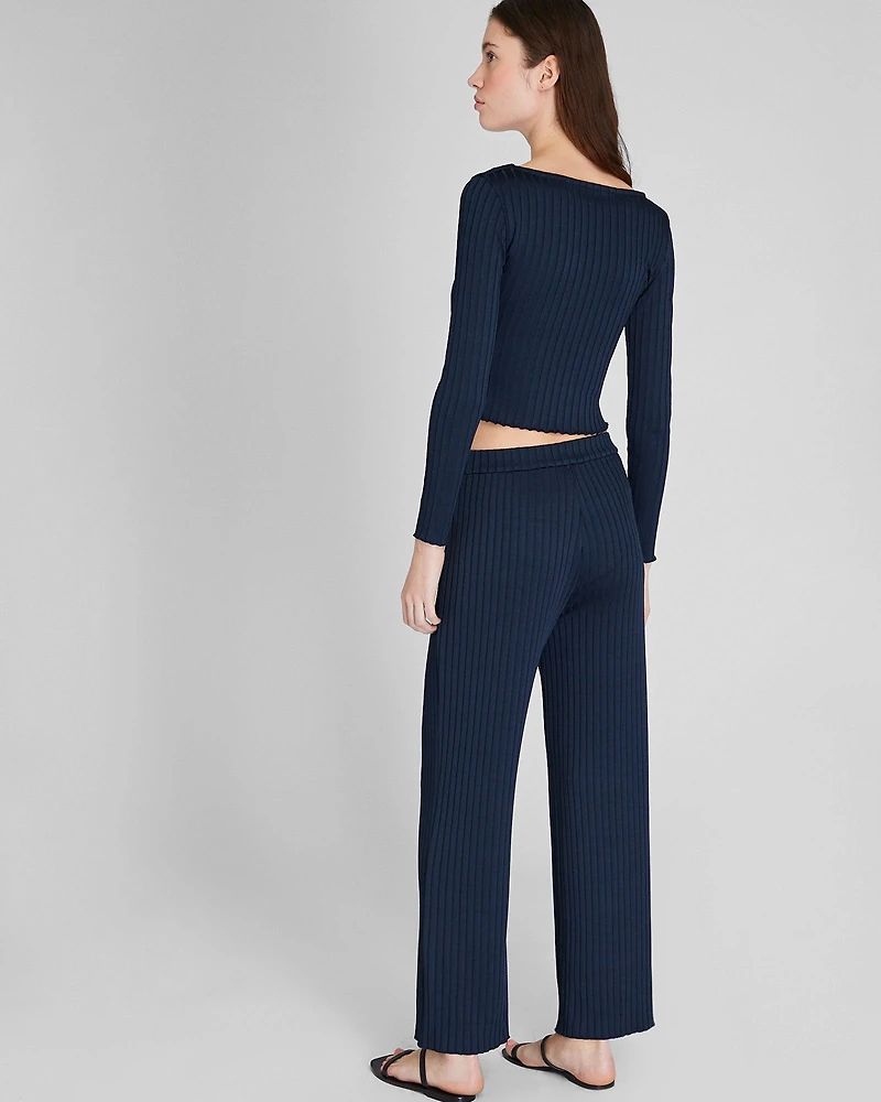 Shiny Wide Rib Full Length Pant