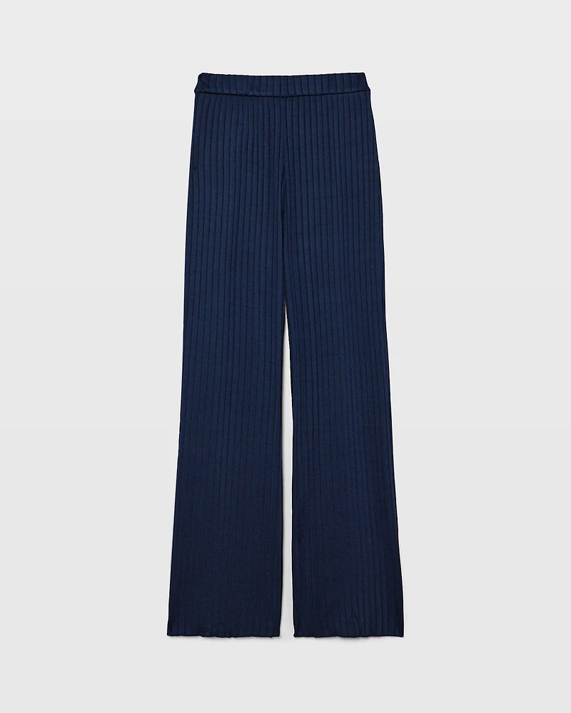 Shiny Wide Rib Full Length Pant