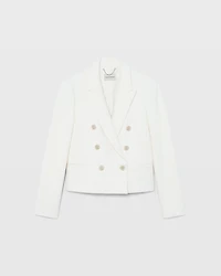 Textured Cropped Double Breasted Blazer
