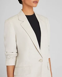 Relaxed Single Breasted Linen-Blend Blazer