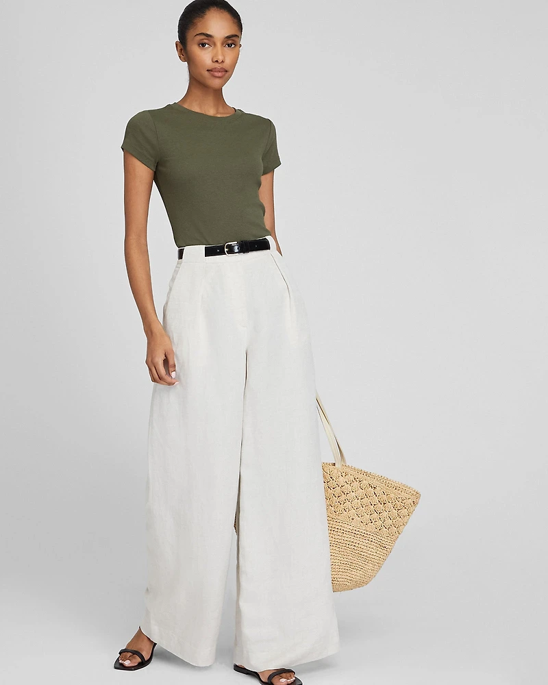 Wide Leg Linen Blend Trouser