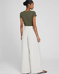 Wide Leg Linen Blend Trouser