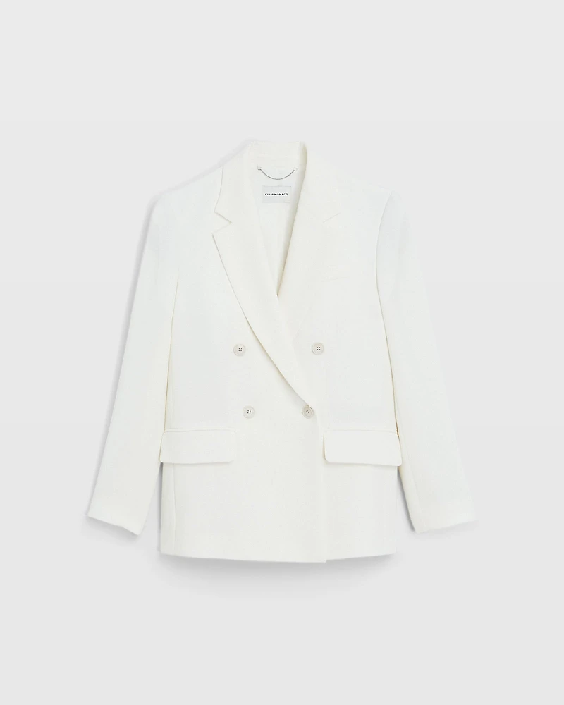 Relaxed Double Breasted Crepe Blazer