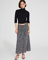 Printed Twist-Front Midi Skirt