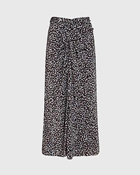 Printed Twist-Front Midi Skirt