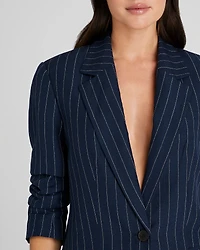 Pinstripe Single-Breasted Linen-Blend Blazer