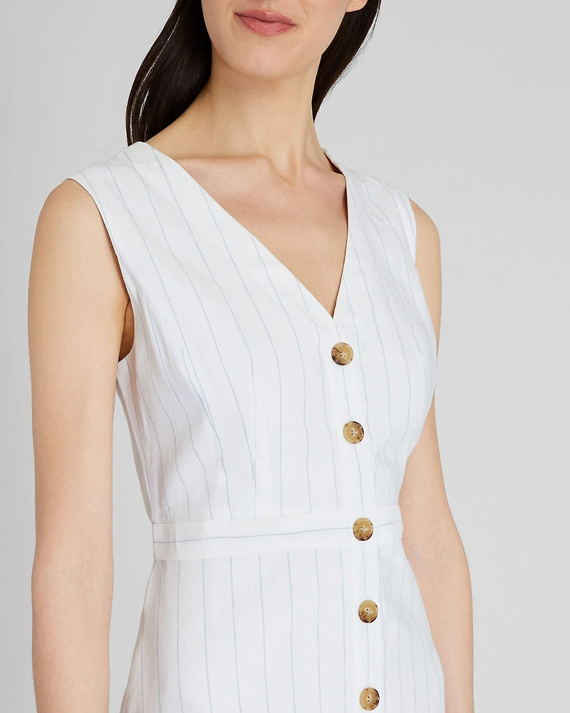 Striped Button Front Pencil Dress