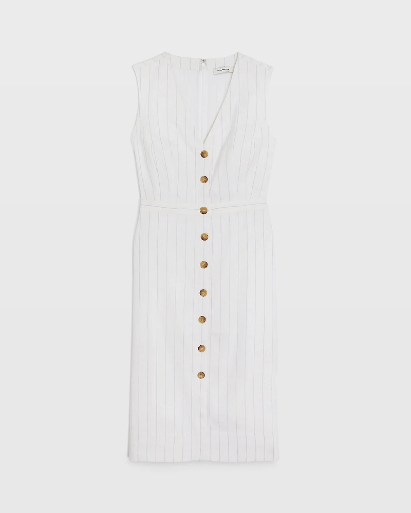 Striped Button Front Pencil Dress