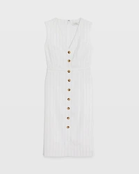 Striped Button Front Pencil Dress