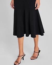 Fluted Strapless Knit Midi Dress