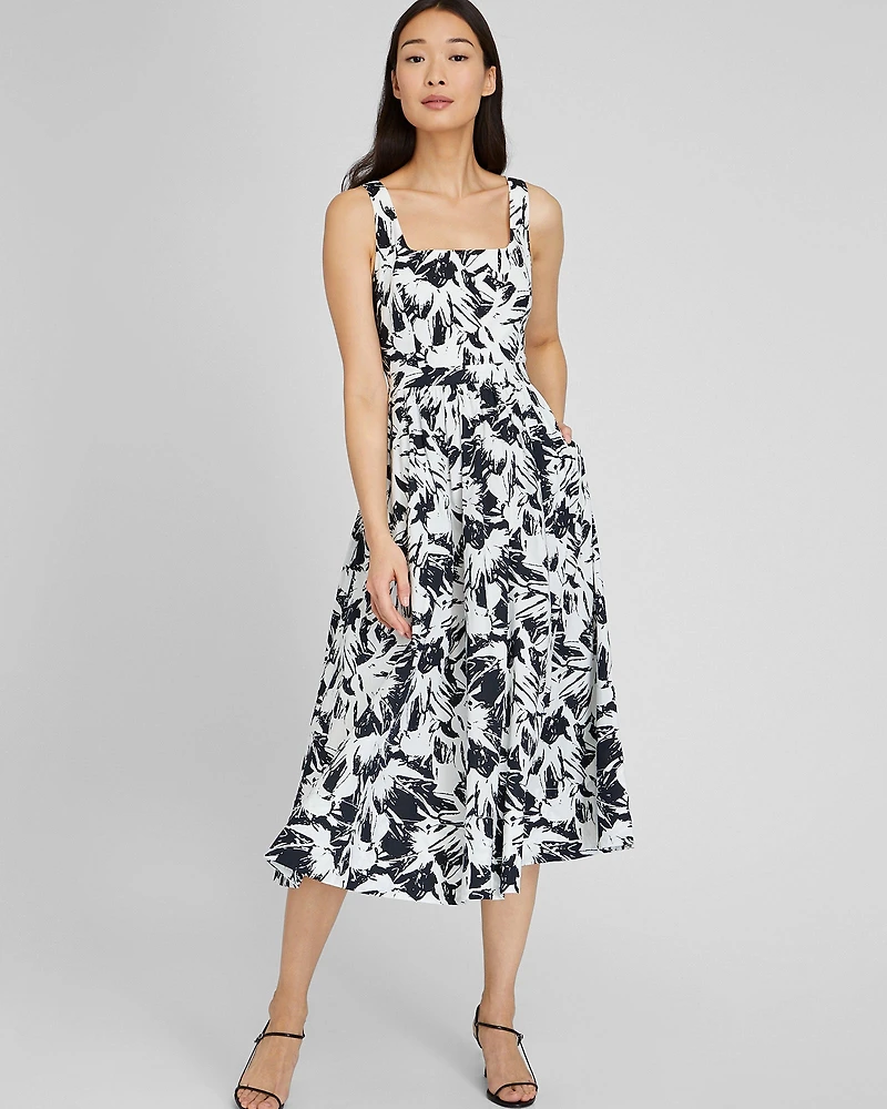 Square Neck Midi Day Dress