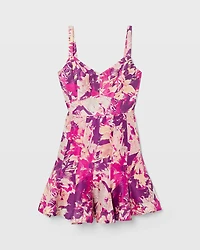 Fluted Hem Mini Dress