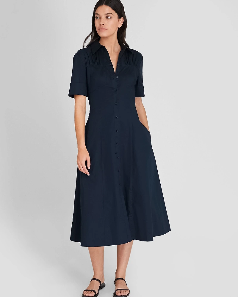 Cotton Poplin Midi Shirt Dress