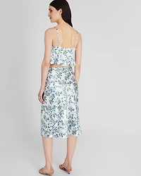 Floral Print Silk Charmeuse Midi Skirt