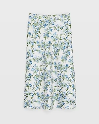 Floral Print Silk Charmeuse Midi Skirt