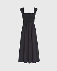 Cotton Smocked Bodice Maxi Dress