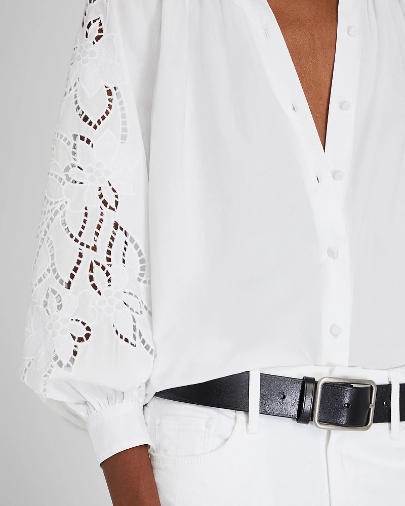 Eyelet Sleeve Top