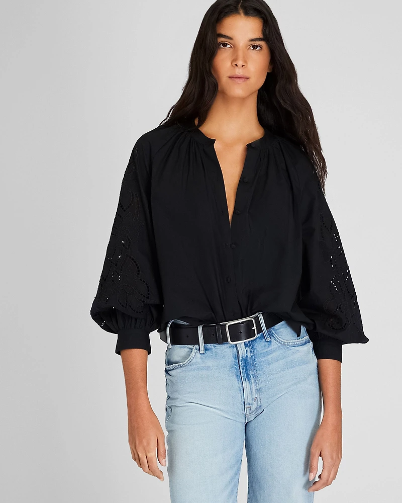 Eyelet Sleeve Top