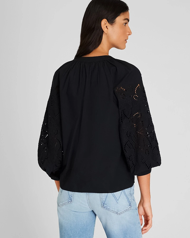 Eyelet Sleeve Top