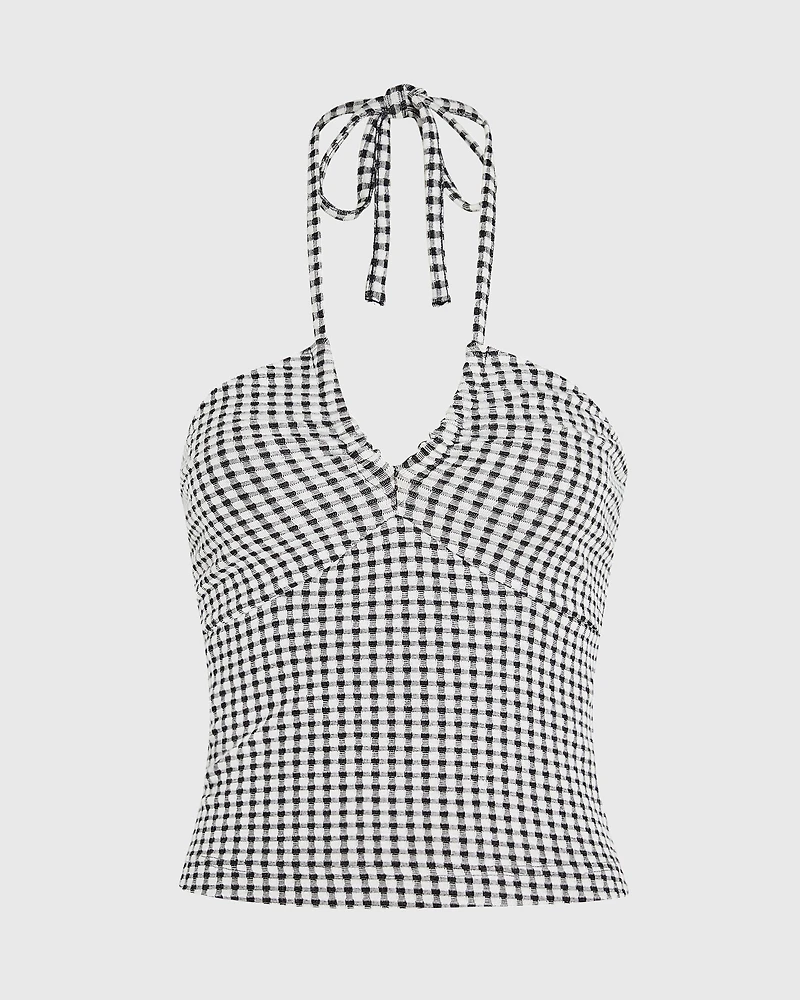 Gingham Knit Top
