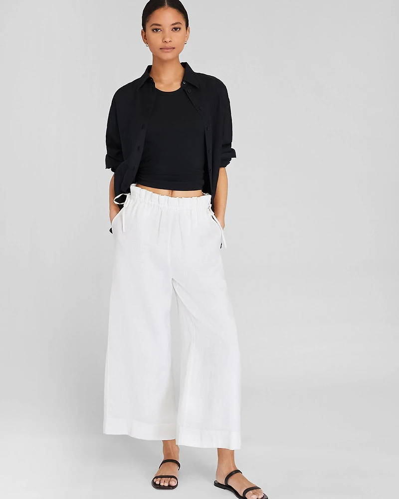 Cropped Linen Side Tie Pant