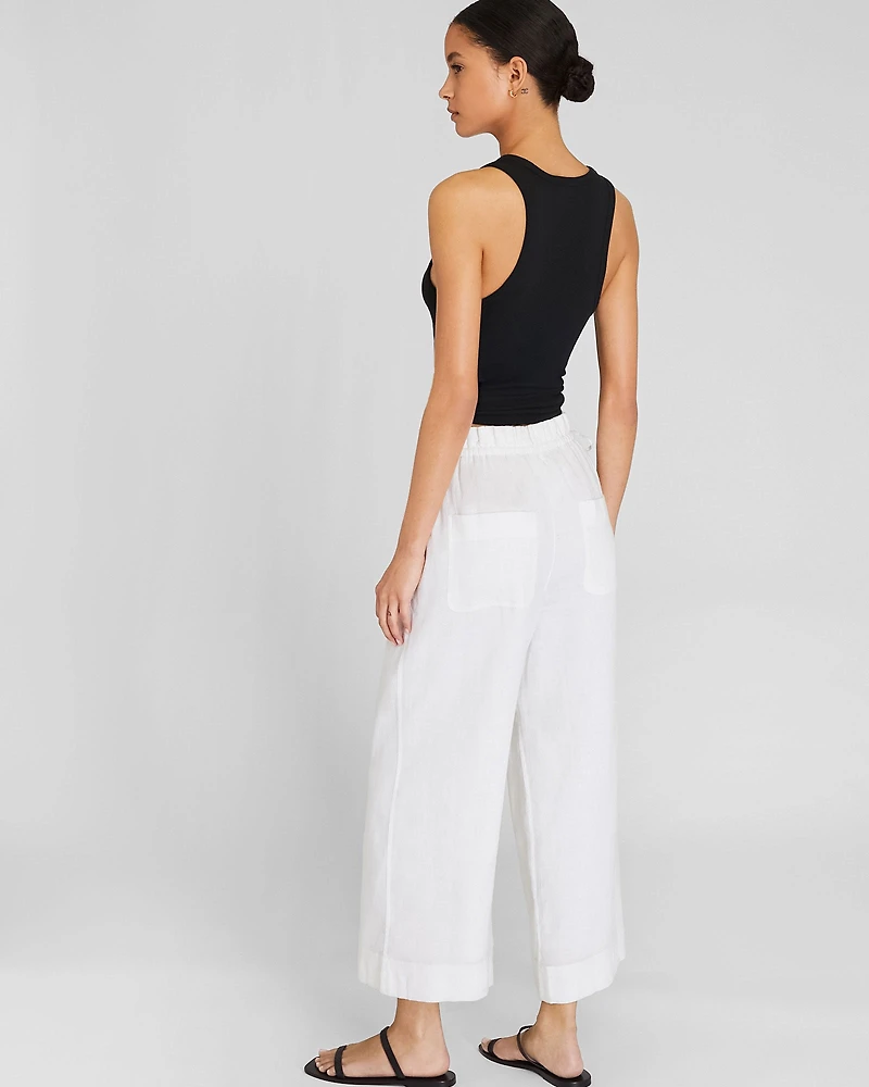 Cropped Linen Side Tie Pant