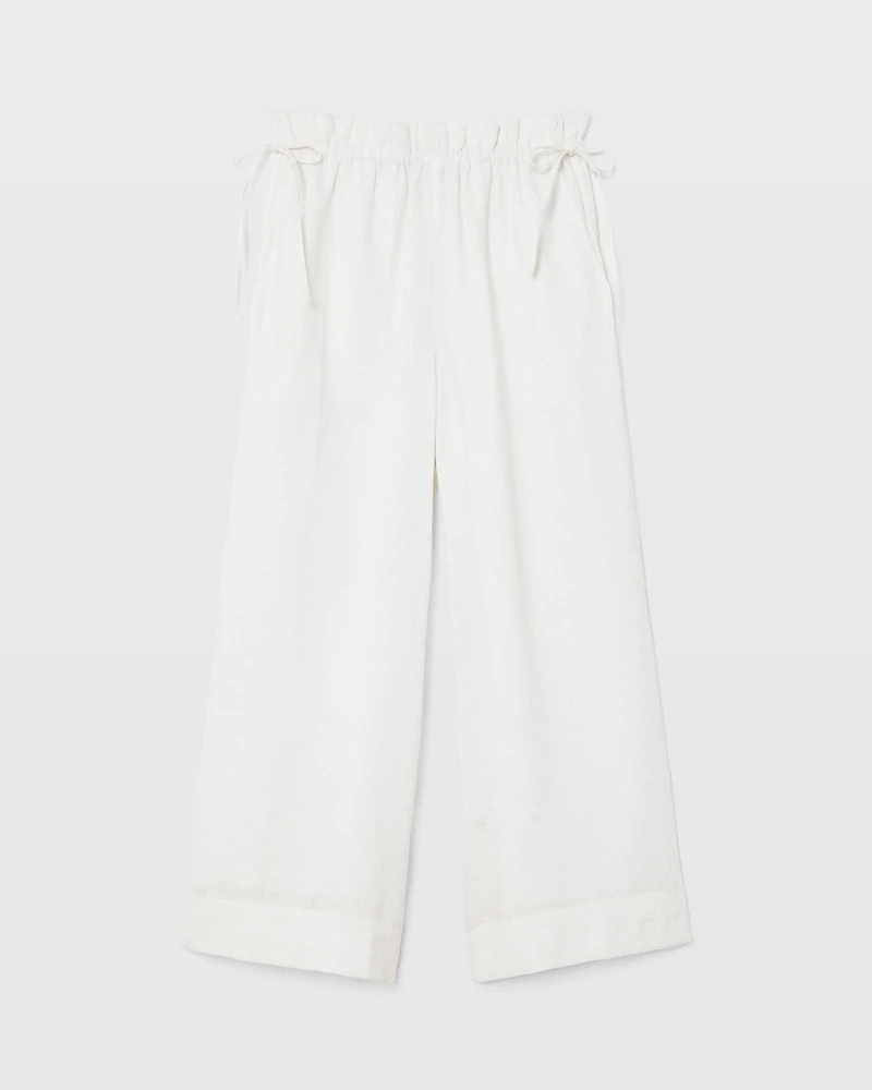 Cropped Linen Side Tie Pant