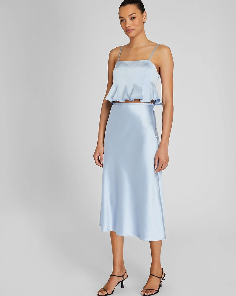 Silk Charmeuse Midi Skirt