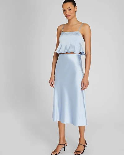 Silk Charmeuse Midi Skirt