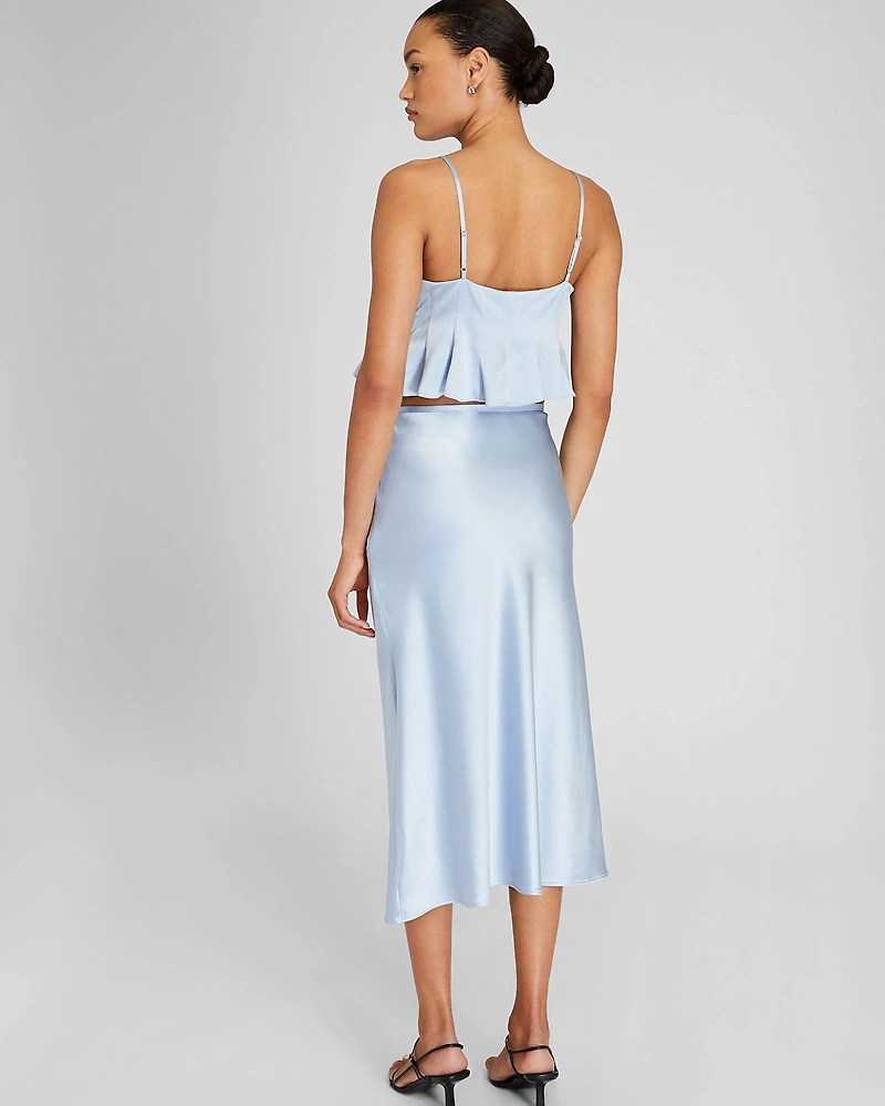 Silk Charmeuse Midi Skirt