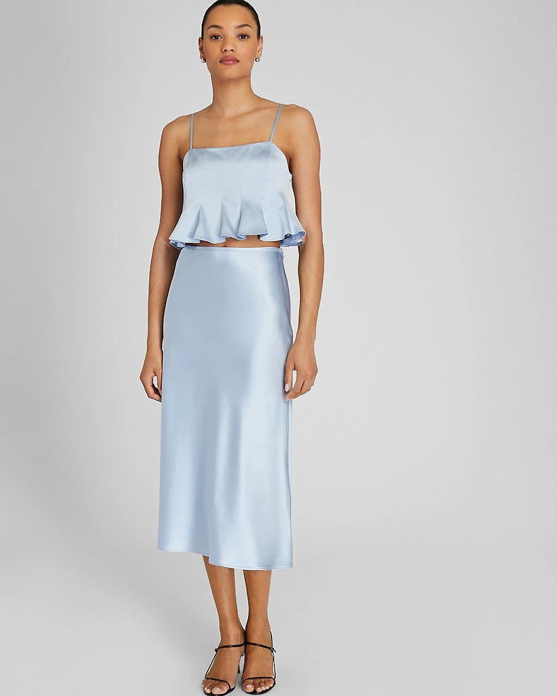 Silk Charmeuse Midi Skirt