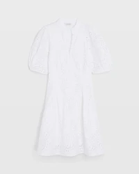 Eyelet Balloon Sleeve Mini Dress