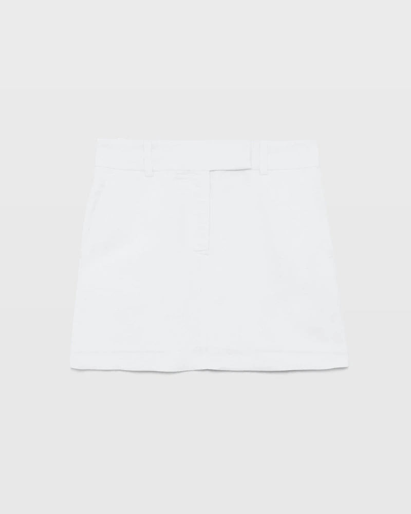 Trouser Style Linen-Blend Mini Skirt