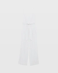 Pinstripe Linen Blend Jumpsuit