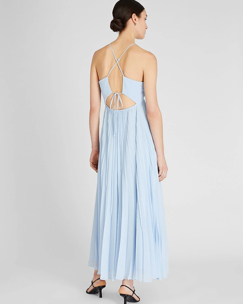 Pleated Tie Back Maxi Dress