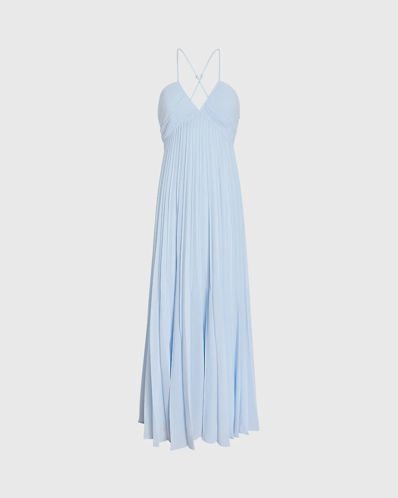 Pleated Tie Back Maxi Dress