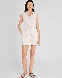 Tie Front Shirt Romper