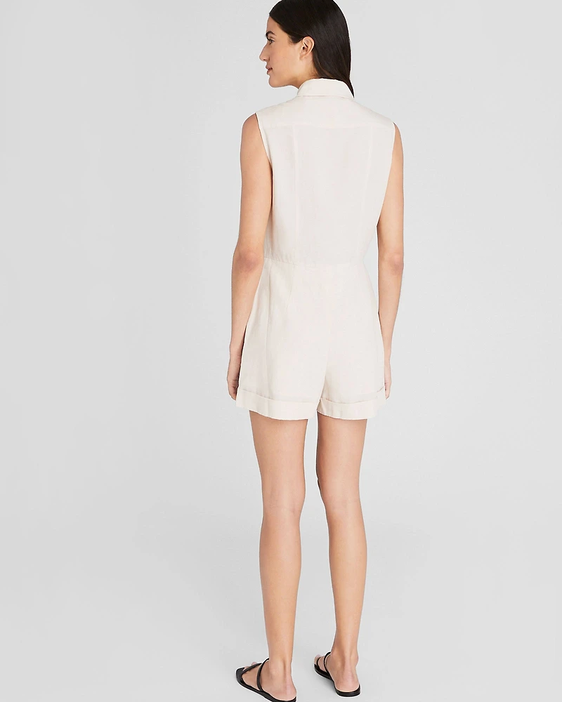 Tie Front Shirt Romper