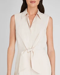Tie Front Shirt Romper