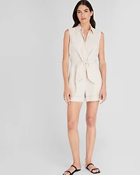 Tie Front Shirt Romper
