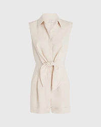Tie Front Shirt Romper
