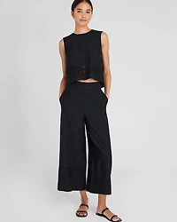 Linen Eyelet Cropped Shell Top